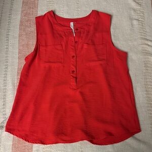 NY Collection  Sleeveless Blouse in a vibrant coral color.